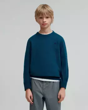 Свитер для мальчика с вышитым черепом Scalpers, зеленый