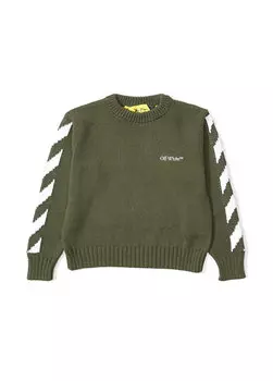 Свитер для мальчика с зелено-белым логотипом и логотипом Off-White