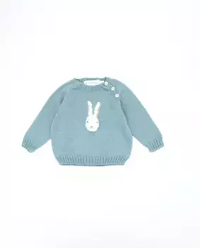 Свитер для мальчика с жаккардовым узором в виде зайчика Fina Ejerique, синий