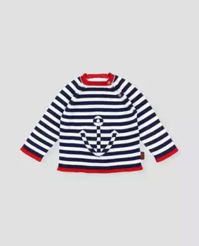 Свитер для мальчиков из хлопка с узором «якорь» Foque, тёмно-синий