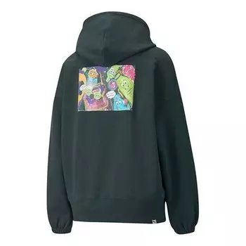 Свитер downtown graphic hoodie green Puma, зеленый