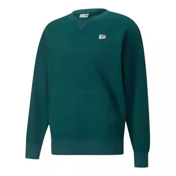 Свитер downtown waffle crewneck sweatshirt 'green' Puma, зеленый