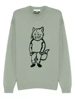 Свитер Dressed Fox-intarsia Maison Kitsun, зеленый