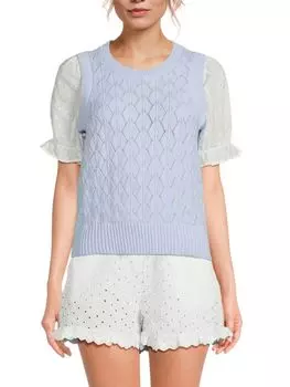 Свитер-двойка вязки Pointelle Design 365, цвет Sky Blue