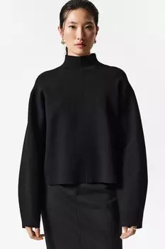 Свитер двойной вязки с воротником стойкой & Other Stories, черный