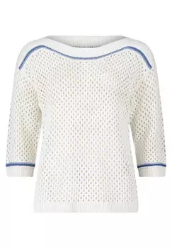 Свитер дырочной вязки с трикотажными деталями Betty Barclay, белый