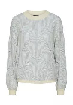 Свитер «Дженна», отделка в рубчик, женский PIECES, белый