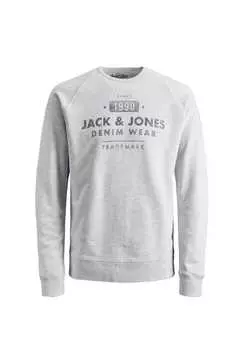 Свитер джинсовый стираный пуловер без капюшона Jack & Jones, белый