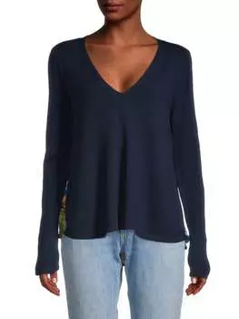 Свитер Ecru из смешанной ткани с добавлением шелка, темно-синий