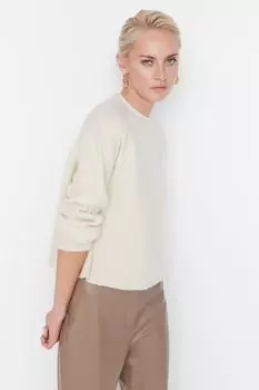 Свитер - Ecru - Классический крой Trendyol, экрю