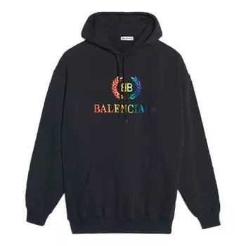 Свитер embroidered hoodie black Balenciaga, черный