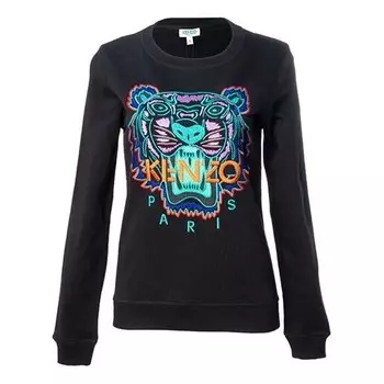 Свитер embroidered tiger head round neck black hoodie Kenzo, черный