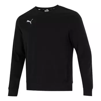 Свитер ess logo crew sweater 'black' Puma, черный