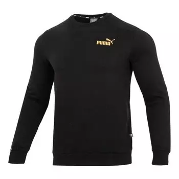 Свитер ess metallic logo sweater 'black' Puma, черный