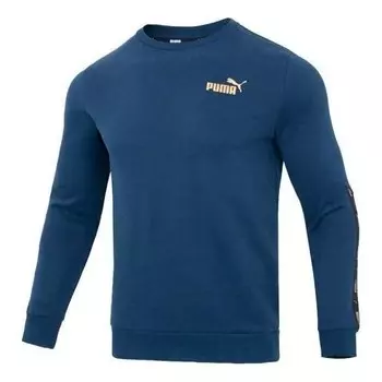 Свитер ess metallic logo sweater 'navy' Puma, синий