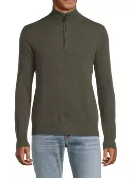 Свитер Essential из 100% кашемира с четвертью молнией Saks Fifth Avenue, цвет Grassland