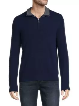 Свитер Essential из 100% кашемира с четвертью молнией Saks Fifth Avenue, цвет British Blue