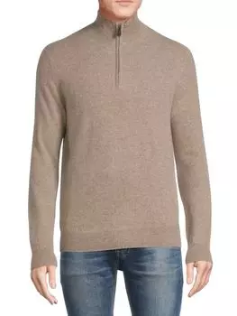 Свитер Essential из 100% кашемира с четвертью молнией Saks Fifth Avenue, цвет Mushroom