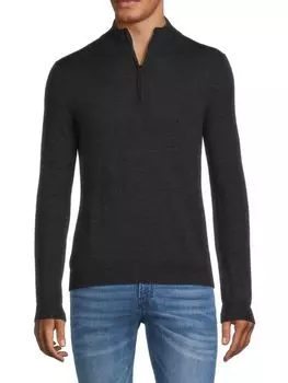 Свитер Essential из мериносовой шерсти с молнией на четверть Saks Fifth Avenue, цвет Charcoal