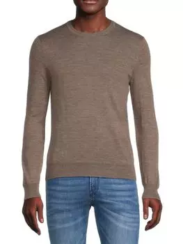 Свитер Essential из смесовой мериносовой шерсти с круглым вырезом Saks Fifth Avenue, цвет Mushroom