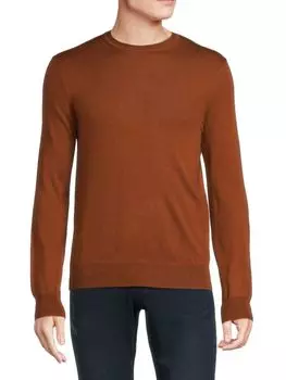 Свитер Essential из смесовой мериносовой шерсти с круглым вырезом Saks Fifth Avenue, цвет Rust