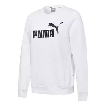 Свитер essential logo fleece crew neck sweater 'white' Puma, белый