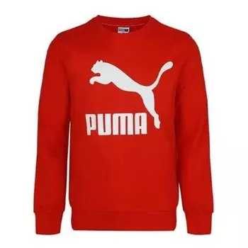 Свитер essentials fleece crew sweater 'red white' Puma, красный