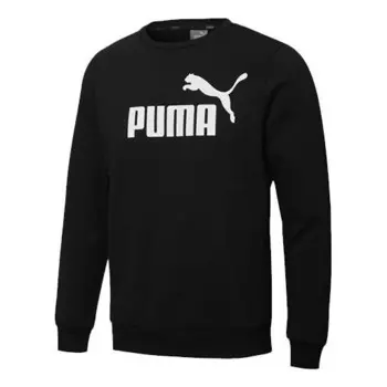 Свитер essentials fleece crewneck sweatshirt 'black white' Puma, черный