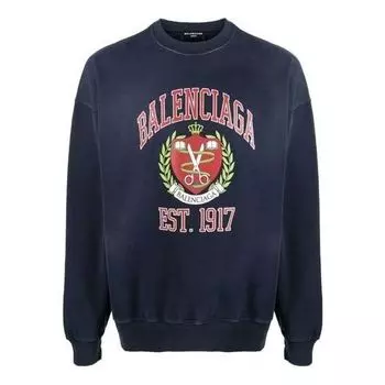 Свитер est. 1917 college logo print crewneck sweatshirt 'navy' Balenciaga, синий