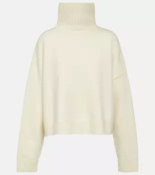 Свитер ezio из шерсти и кашемира с высоким воротником The Row, белый