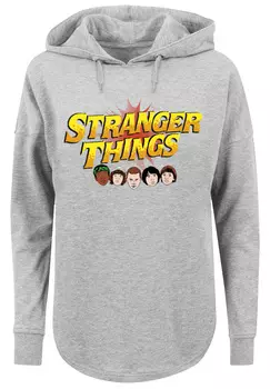 Свитер F4NT4STIC Oversized Hoodie Stranger Things Comic Heads Netflix TV Series, серый