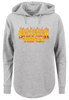 Свитер F4NT4STIC Oversized Hoodie Stranger Things Fire Logo Women Netflix TV Series, серый