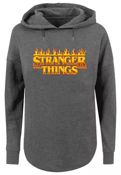 Свитер F4NT4STIC Oversized Hoodie Stranger Things Fire Logo Women Netflix TV Series, цвет charcoal