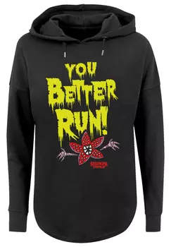 Свитер F4NT4STIC Oversized Hoodie Stranger Things You Better Run Netflix TV Series, черный
