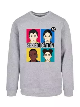 Свитер F4NT4STIC Sweatshirt Sex Education Teen Illustrated Netflix TV Series, серый