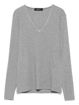 Свитер Fabiana Filippi с v-образным вырезом и длинными рукавами, серый