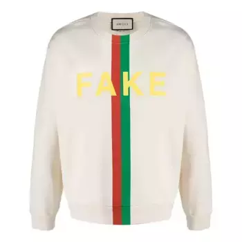 Свитер fake not printed crew sweater 'white' Gucci, белый
