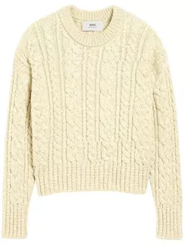 Свитер фактурной вязки AMI Paris, нейтральный цвет