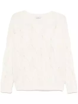 Свитер фактурной вязки Bruno Manetti, белый