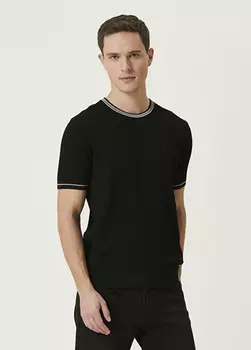 Свитер фактурной вязки с короткими рукавами сотовой вязки Beymen Club, черный