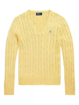 Свитер фактурной вязки с V-образным вырезом POLO RALPH LAUREN, желтый