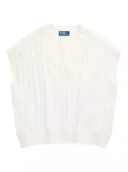 Свитер фактурной вязки с V-образным вырезом POLO RALPH LAUREN, белый