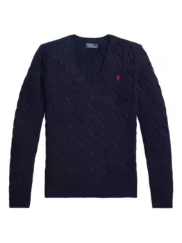 Свитер фактурной вязки с V-образным вырезом POLO RALPH LAUREN, синий