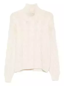 Свитер фактурной вязки с высоким воротником Incentive! Cashmere, белый