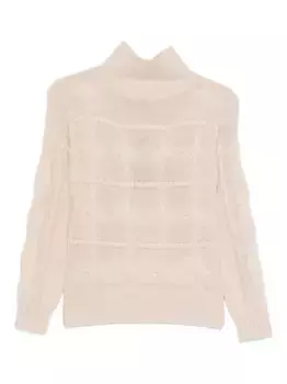 Свитер фактурной вязки с высоким воротником MAX MARA, нейтральный