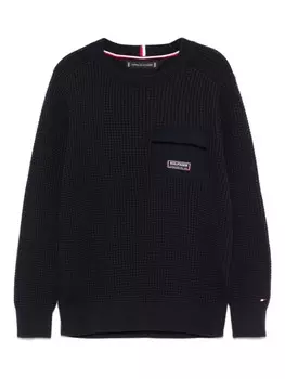 Свитер фактурной вязки Tommy Hilfiger Junior, синий