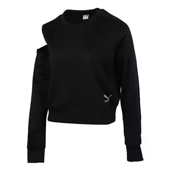 Свитер fashion crew sweater 'black grey' Puma, черный