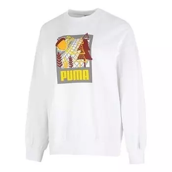 Свитер ff bubble sleeve crew neck sweatshirt 'white' Puma, белый