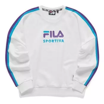 Свитер fila athleisure sports round neck pullover 'white blue purple' Fila Fusion, белый