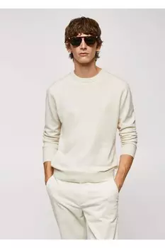 Свитер Fine Knitwear из смесовой шерсти Mango, белый